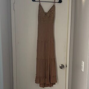Boho Tie Back Maxi Dress in Brown
